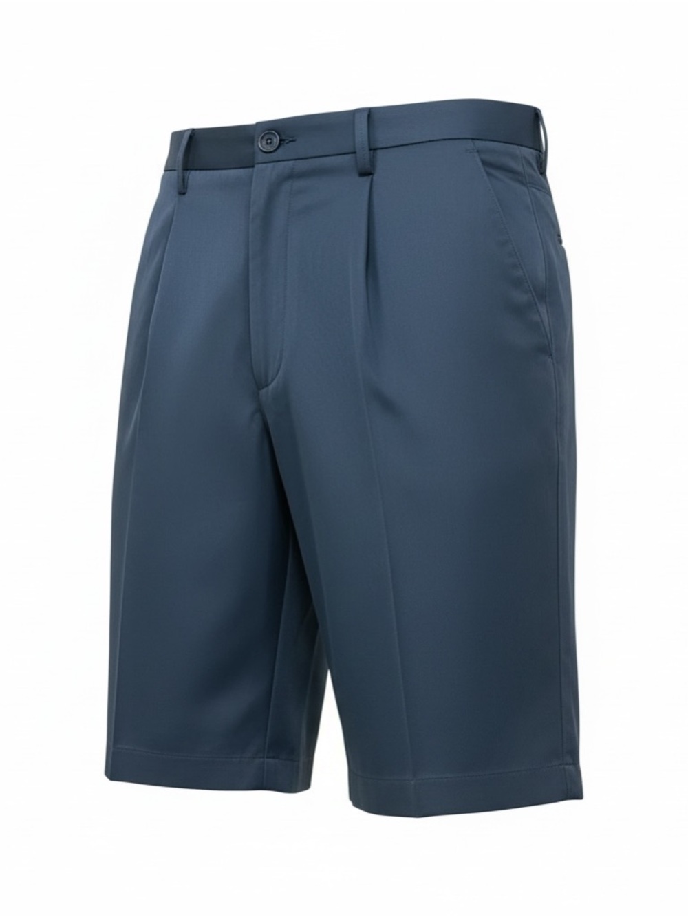 Roundtree & Yorke Slate Navy Pleat-Front Flat Shorts 33W 9” Inseam